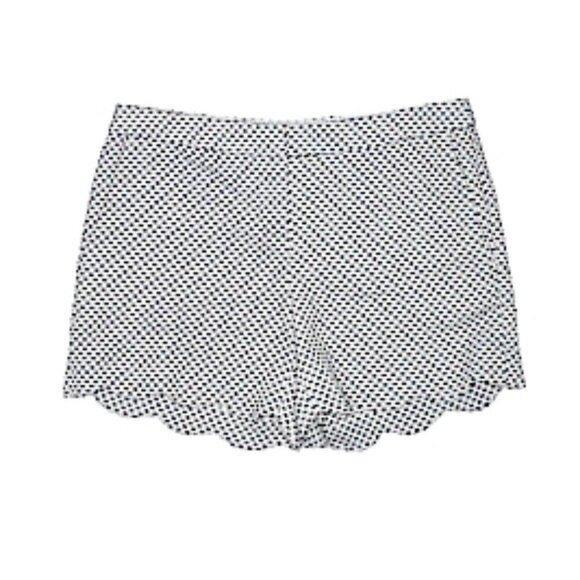 Saint Tropez West Womens 10 Shorts Scalloped White Navy Dots Nautical Coastal - Picture 1 of 5